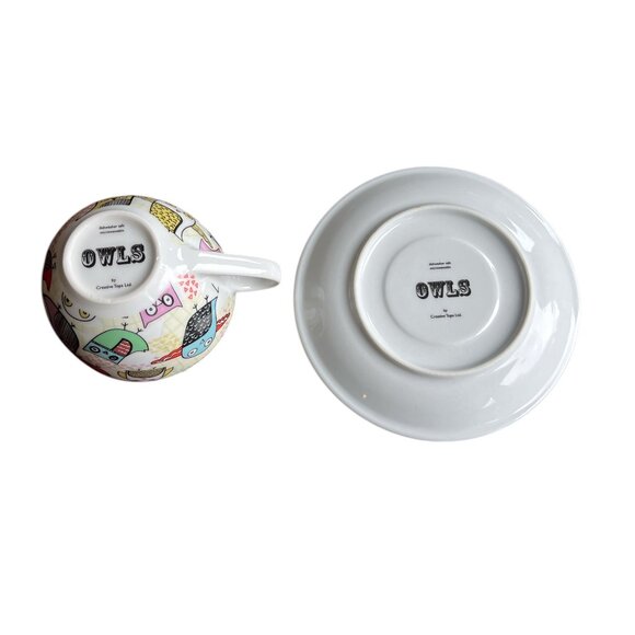 CREATIVE TOPS Cup and Saucer OWLS Coffee Tea Set SO Cute! Porcelain 200ml - Picture 5 of 11